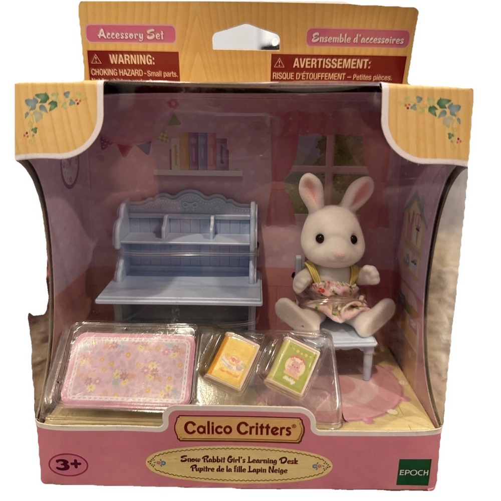 NEW Calico Critters - Snow Rabbit‎ Girl's Learning Desk Sylvanian Families T3